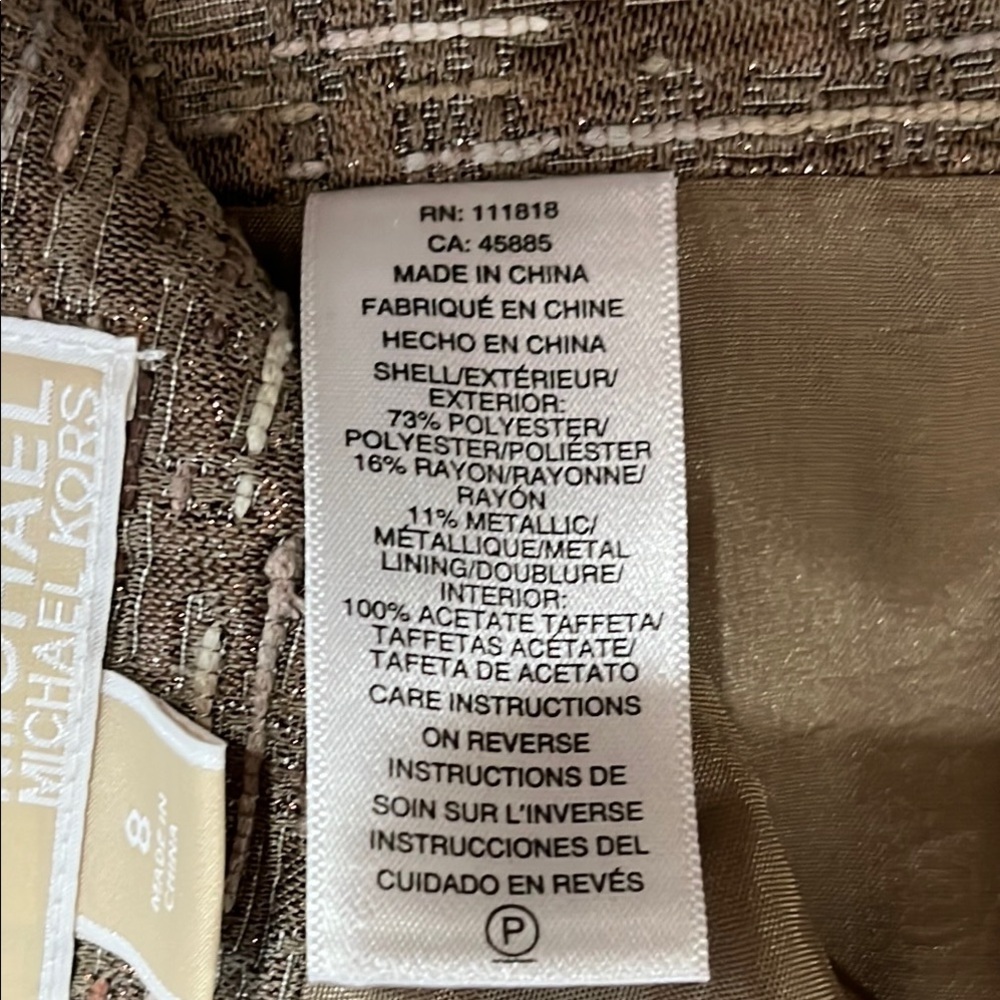 Michael Kors Shimmer Glam Metallic Brown Pencil Mini Skirt - size 8 - Picture 8 of 11